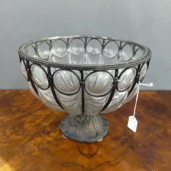 LG GLASS BOWL IN METAL FRAME H.225mm, 285mm dia