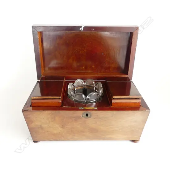 REGENCY MAHOGANY TEA CADDY 305x165x170mm