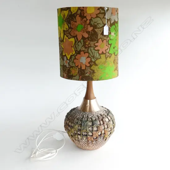 *RTV* 1970's CERAMIC BRUTALIST LAMP BASE with shade H.620mm