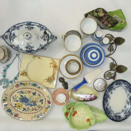 ASST. CHINA INCL. CORNISHWARE, MASONS, B/W TUREEN W.370mm, COSTUME NECKLACE