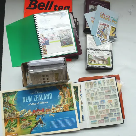 LARGE COLLECTION STAMP ALBUMS LOOSE STAMPS ETC