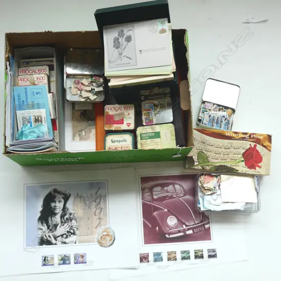 COLLECTION OF LOOSE STAMPS TINS OF STAMPS ETC