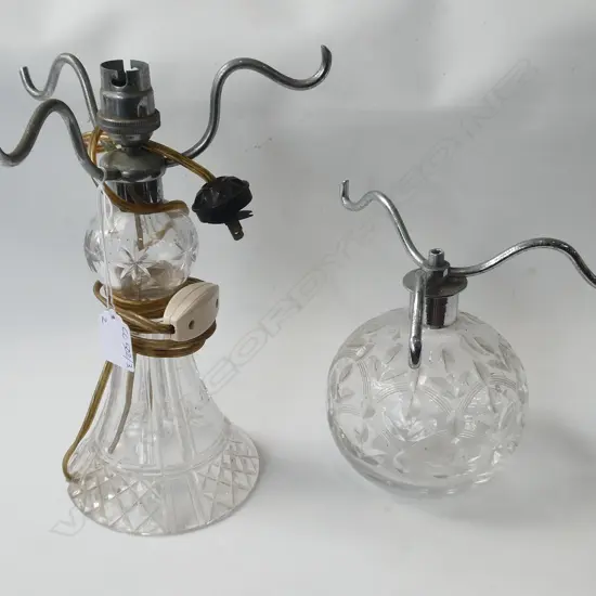 2 VINTAGE CRYSTAL LAMP BASES H.260mm