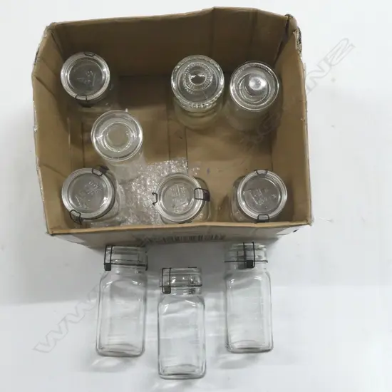 10 GLASS CONTAINERS (7 AGEE QUEEN) H.200mm
