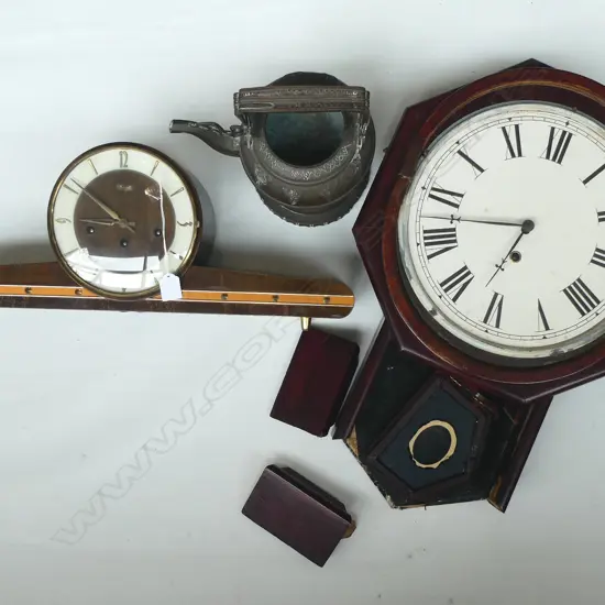 MANTLE CLOCK w. KETTLE & WALL CLOCK (AF); W.560mm