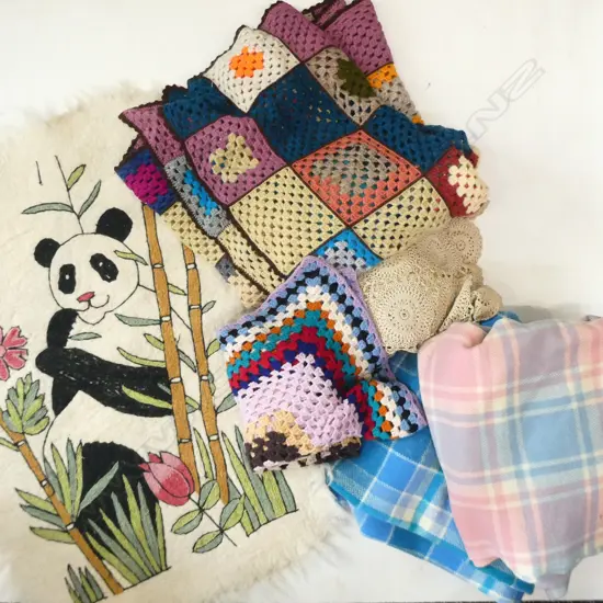 WOOL BLANKETS, LACE COVER, FELTED WOOL ARTWORK