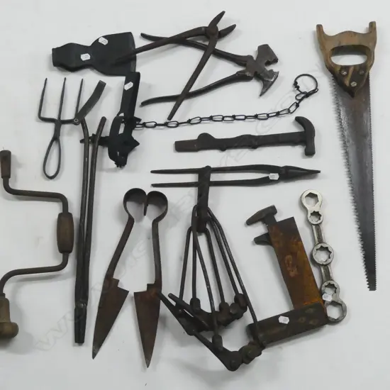 ASST. VINTAGE TOOLS; MEASURE, SAW etc