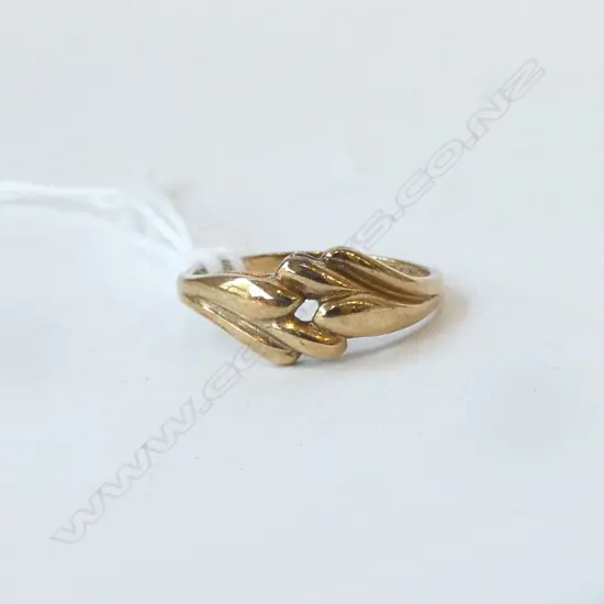 9ct Y/GOLD CROSS-OVER DESIGN RING 1.36gms SIZE H