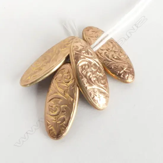 pr 9ct rose GOLD EDWARDIAN CUFF LINKS scroll engraved 3gms