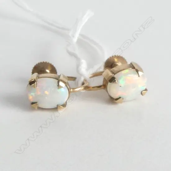 PR 9ct GOLD & OPAL EARRINGS screw fittings 2.26gms