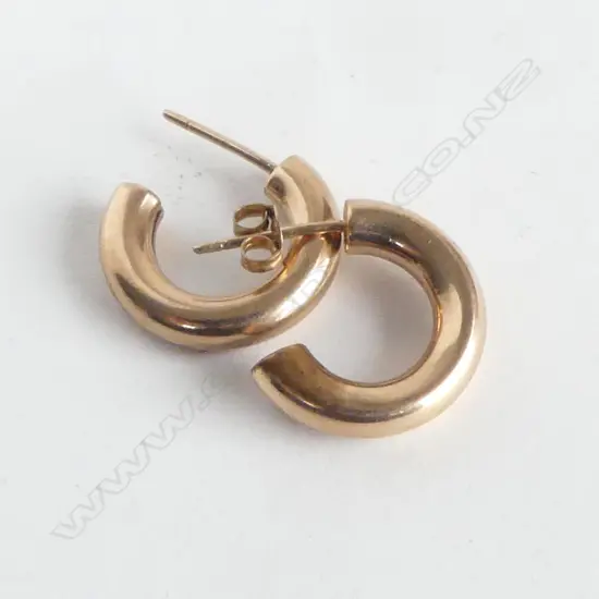 pr 9ct ROSE GOLD HOOP EARRINGS 1 butterfly 2.66gms