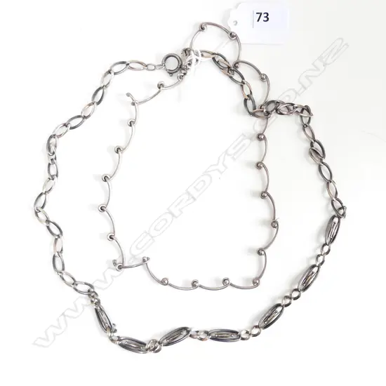 2 VINTAGE SILVER NECKLACES L's: 600 & 400mm