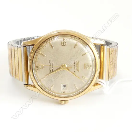 VINTAGE TISSOT 'VISODATE CAMPING AUTOMATIC' GOLD PLATE apparently working GENT'S WRISTWATCH