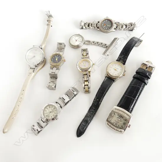 8 SILVER TONE FASHION WATCHES INCL. TAG HEUER ETC