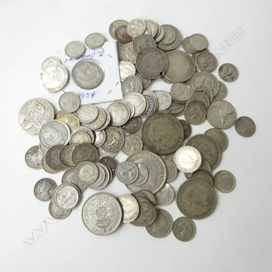 BAG OLD NZ & WORLD COINAGE: 3d's. Shilling etc