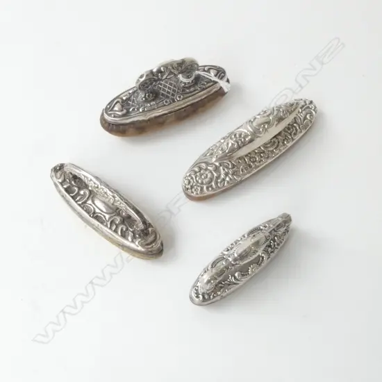 FOUR STG SILVER ART NOUVEAU NAIL BUFFS BIRMINGHAM 1903-1910, L75MM-110MM