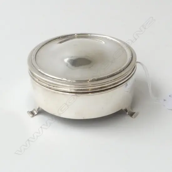 STG SILVER TRINKET BOX HINGED LID BIRMINGHAM 1910, D.88MM