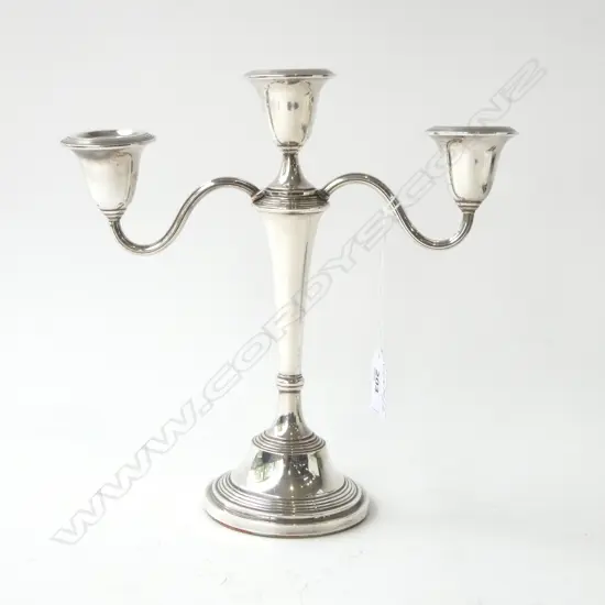 STG SILVER CANDELABRA MAPPIN & WEBB BIRMINGHAM 1989, H.230MM