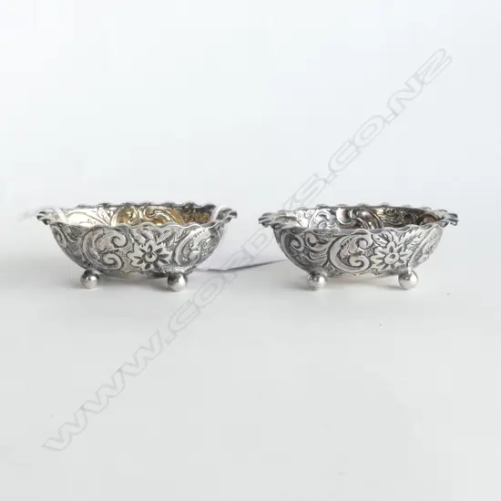 PR SILVER EMBOSSED TROUGH FORM SALTS Birmingham 1882. 21.8gms