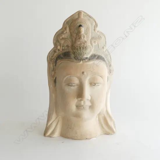 PALE TERRACOTTA HEAD of THE SERENE GODDESS GUANYIN H.315mm