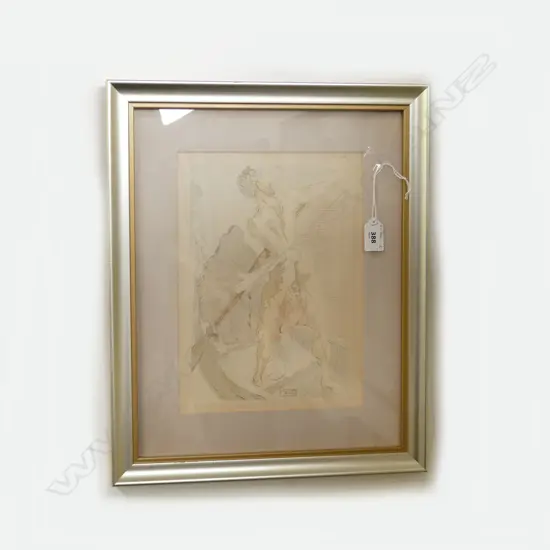 SALVADOR DALI CHARON AND THE CROSSING OF ARCHERON 1960 COLOURED PRINT FRAMED 280X200 mm