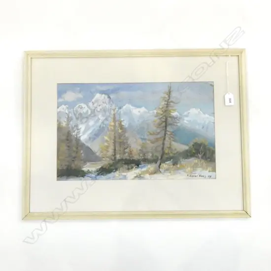 K AIRINI VANE, 'MT EDWARDS FROM HERMITAGE SHRUBBERY' GOUACHE '57 270x435mm