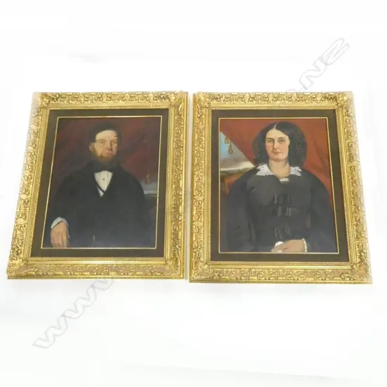 PR 19thC PORTRAITS; Henry & Elizabeth Ball, bth born 1815, Bedford, 590x470mm