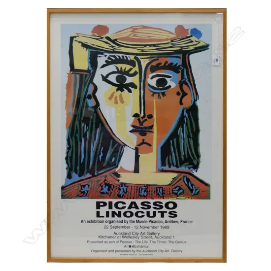FRAMED 'PICASSO LINOCUTS ' MUSEE PICASSO AUCKLAND ART GALLERY EXHIBITION POSTER 715x505mm
