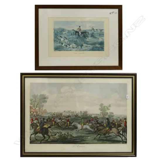 2 LG EQUESTRIAN PRINTS 'L'ARRIVEE' 630x910mm & 'THE DEATH'