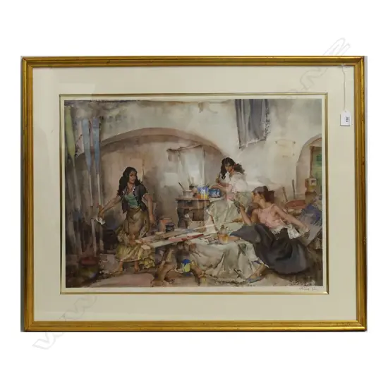 W. RUSSELL FLINT (1880-1969), A QUESTION ON COLOUR, SIGNED PRINT, 470x610mm