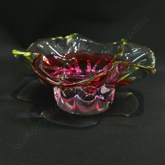 CZECH ART GLASS BOWL 225mm dia