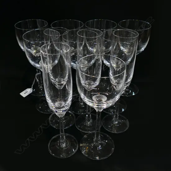 8 VILLEROY & BOCH CRYSTAL WINE GLASSES H.195mm  + 4 CHAMPAGNE FLUTES H.225mm