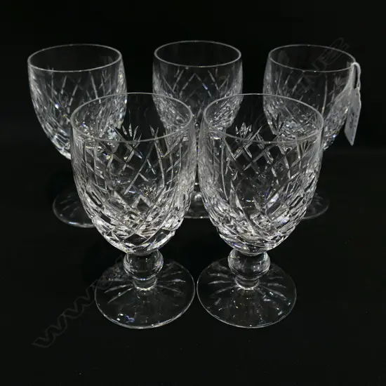 SET OF 5 WATERFORD CRYSTAL WHITE WINE GLASSES ‘DONEGAL’ PATTERN, H.112MM