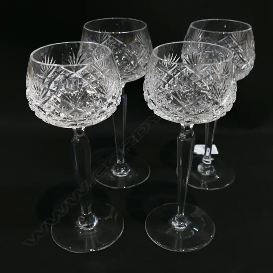 4 CUT CRYSTAL HOCK GLASSES H.190mm