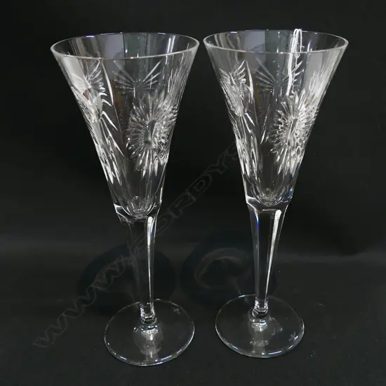 PAIR OF WATERFORD CUT CRYSTAL MILLENIUM CHAMPAGNE FLUTES, H.235MM