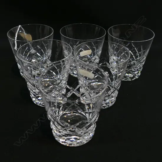 SET OF 6 VINTAGE CUT CRYSTAL WHISKY GLASSES, H.85MM D.75MM