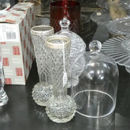 ASST CRYSTAL; 2 STG SILVER TOPPED (6)