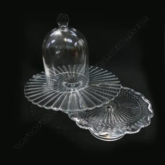 2 GLASS TAZZA w. CLOCHE H.210mm