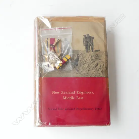 OFFICIAL HISTORY OF NZ IN THE SECOND WORLD WAR; NZ ENGINEERS MIDDLE EAST, 1st Ed 1961 w. certificate & Africa Star