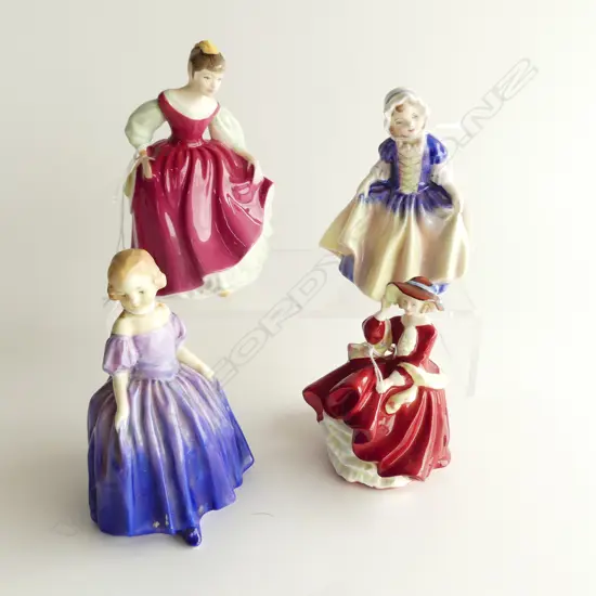 FOUR ROYAL DOULTON FIGURINES (Fair Maiden/Maria/Dinky Do/Top of the Hill) Maria damaged