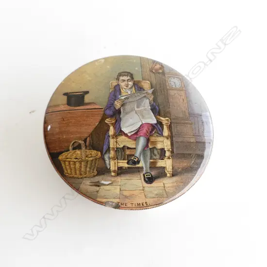 VICTORIAN PASTE POT LID 'THE TIMES' A.F