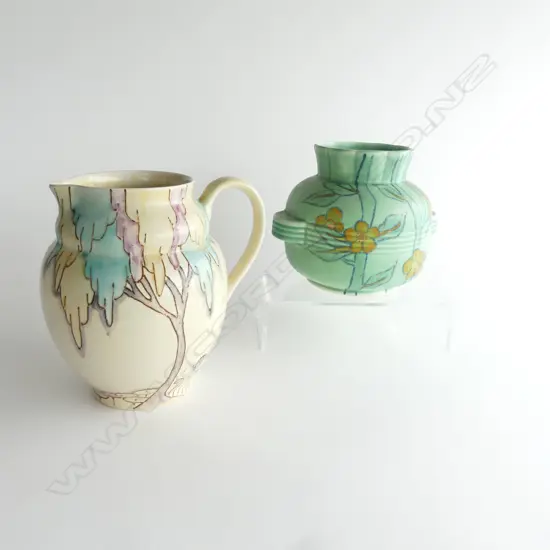 DECO CARLTON WARE JUG & CROWN DEVON VASE H160MM