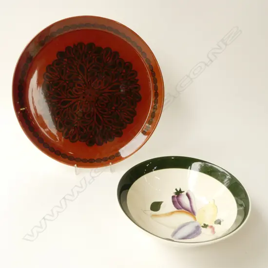 CROWN LYNN 310mm TOLEDO CHARGER & MADI GRAS HAND PAINTED BOWL 210mm