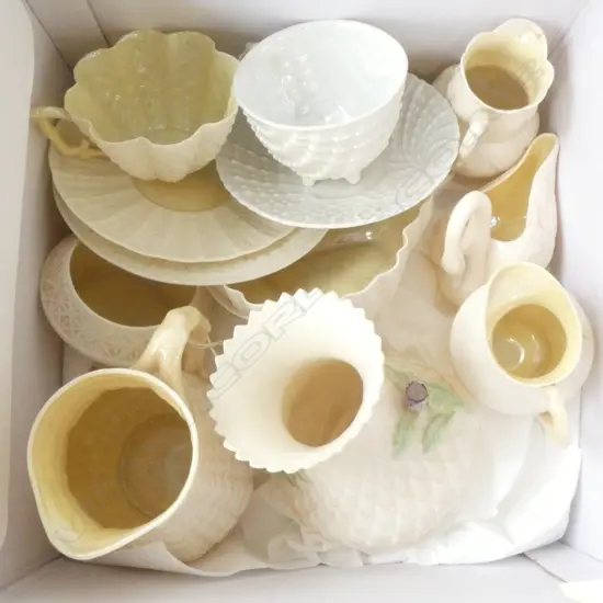 10 PCES BALLEEK w. OTHER LUSTRE TEACUP & SAUCER