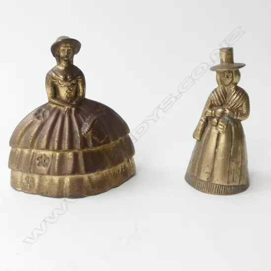 PAIR OF VINTAGE UK BRASS LADY BELLS