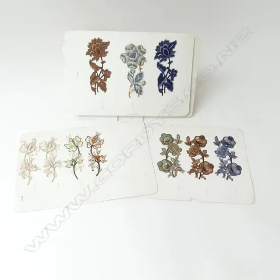 14 PCS ANTIQUE LACE EMBELLISHMENTS C.1900 PROVENANCE WAIPU GENERAL STORE, L.110MM-185MM