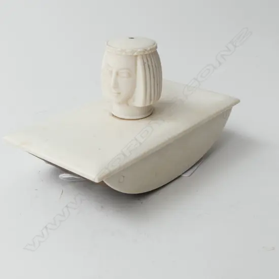 C.1910’S IVORY INK BLOTTER WITH PHARAOH BUST HANDLE, L.115MM