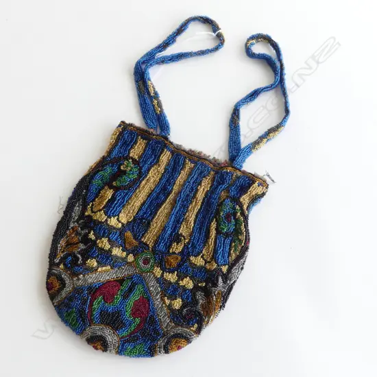 ANTIQUE BEADED PURSE H.210mm