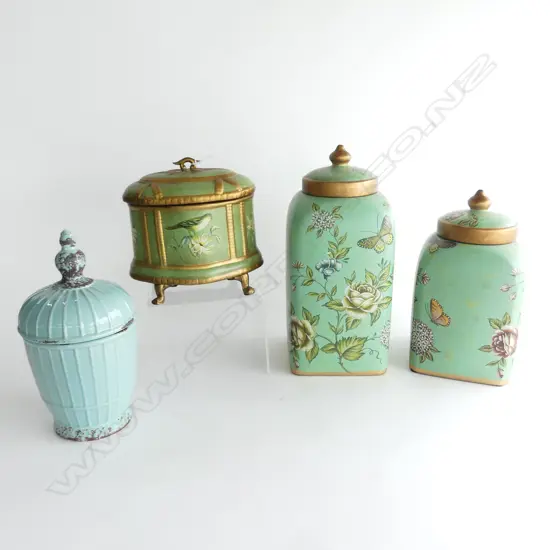 4 DECORATIVE LIDDED CONTAINERS H.320mm