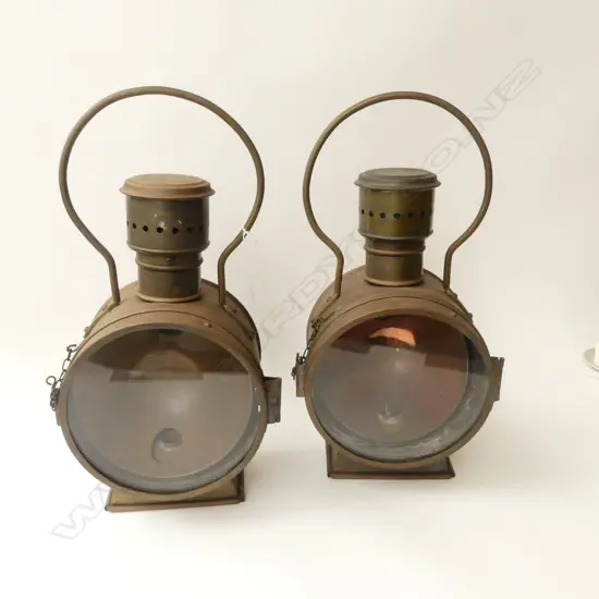 PR VINTAGE BRASS RAILWAY LANTERNS H525MM
